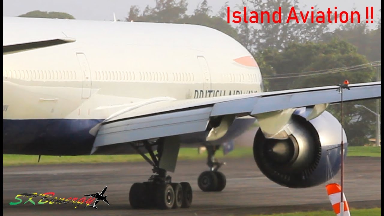 BA 777-200, Trans Anguilla Cesnna 402, American 737-800 in action @ St. Kitts Airport