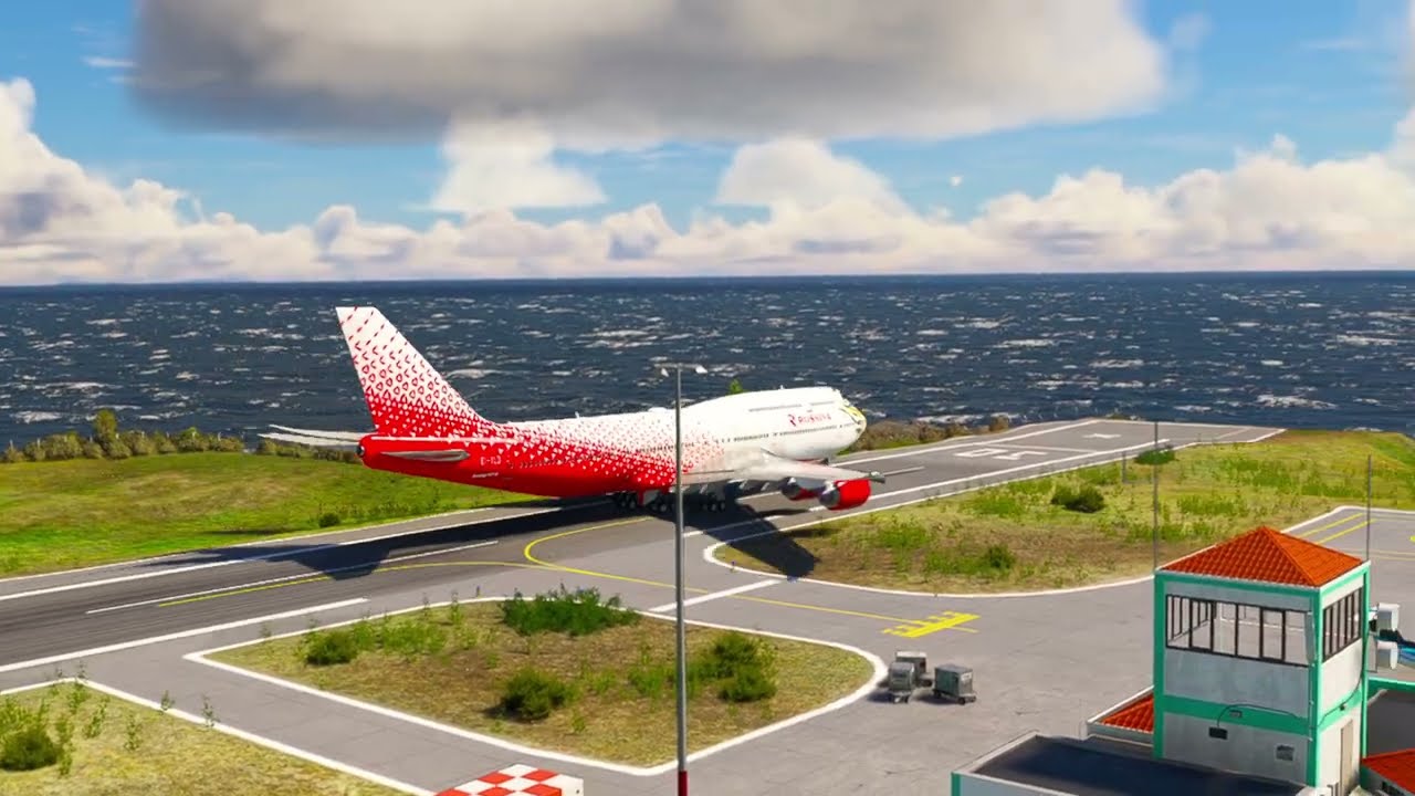 Unbelievable 747 takeoff cliff from short runway