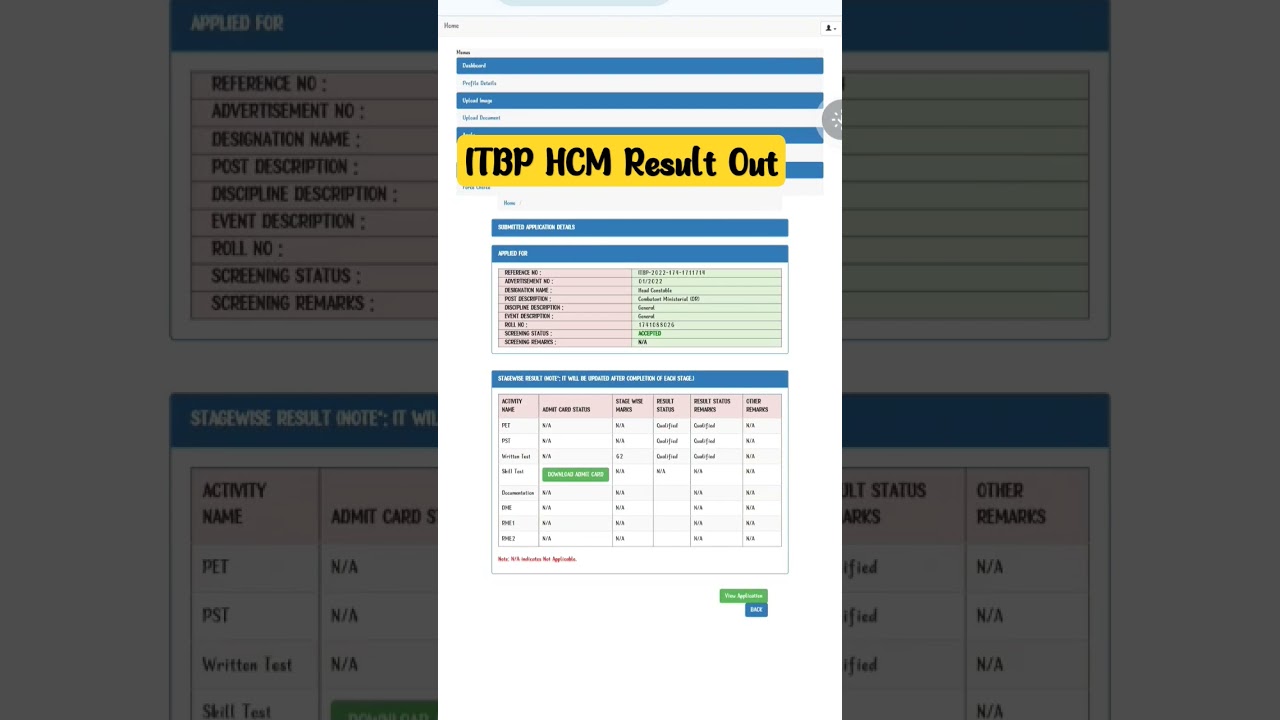 ITBP HCM result is out 