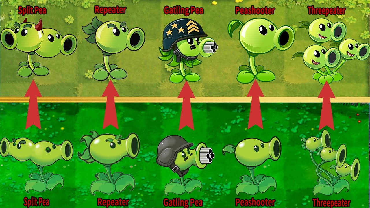 Pvz 2 Gameplay PVZ 1 Every Peashooter Vs PVZ 2 Peashooters Who 's
