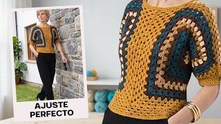 El truco que le da forma al Jersey de Hexágonos a crochet✨Todas las tallas