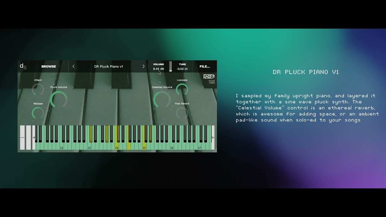 Free Decent Sampler Instrument Demo - DR Pluck Piano [No Talking]