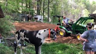 john deere sub compact 1025r tilling with tar river 60” roto tiller