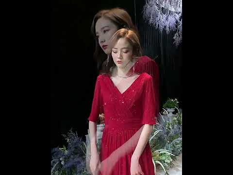 Video Đầm dạ hội trung niên, sui gia màu đỏ ánh kim sang... - youtube
