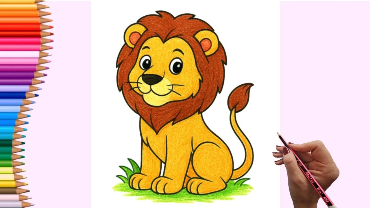 Kolay Aslan Çizimi | Easy and Cute Lion Drawing Step by Step | Sevimli ...