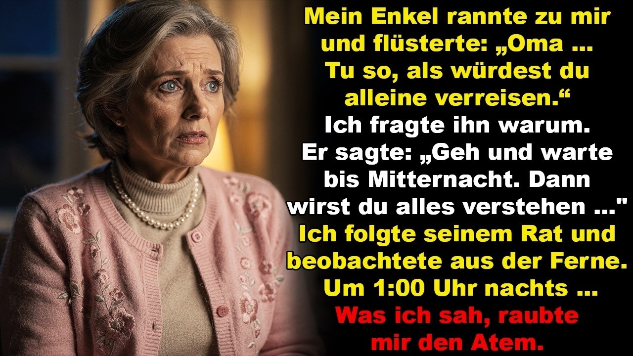 Mein siebenjähriger Enkel zog mich in den dunklen Gartenschuppen und flüsterte: „Oma, tu so, als würdest du allein verreisen, und warte bis Freitagnacht.“ Ich lachte – bis ich am nächsten Freitag...