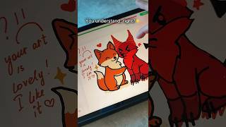 Hum, tried angel & demon fox vibes… he just said “THANKS?” 🤨🦊App: Drawly#drawly #digitalart