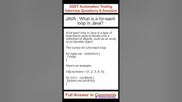 JAVA : What is a for-each loop in Java? SDET Automation Testing Interview Questions & Answers
