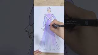 Fashion illustration step by step Muslim dress #shorts