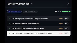leetcode biweekly Contest 168 all solution here https://t.me/codingSoln_ss