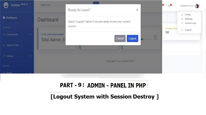 Part 9-Admin Panel(Logout): Logout System with Session Destroy in php