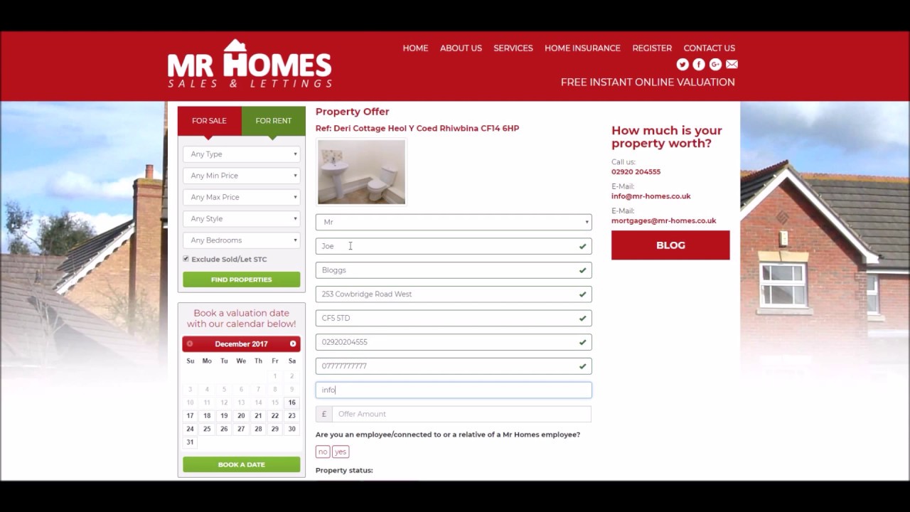 Mr Homes Making an offer on a property online 24/7 Buying Property