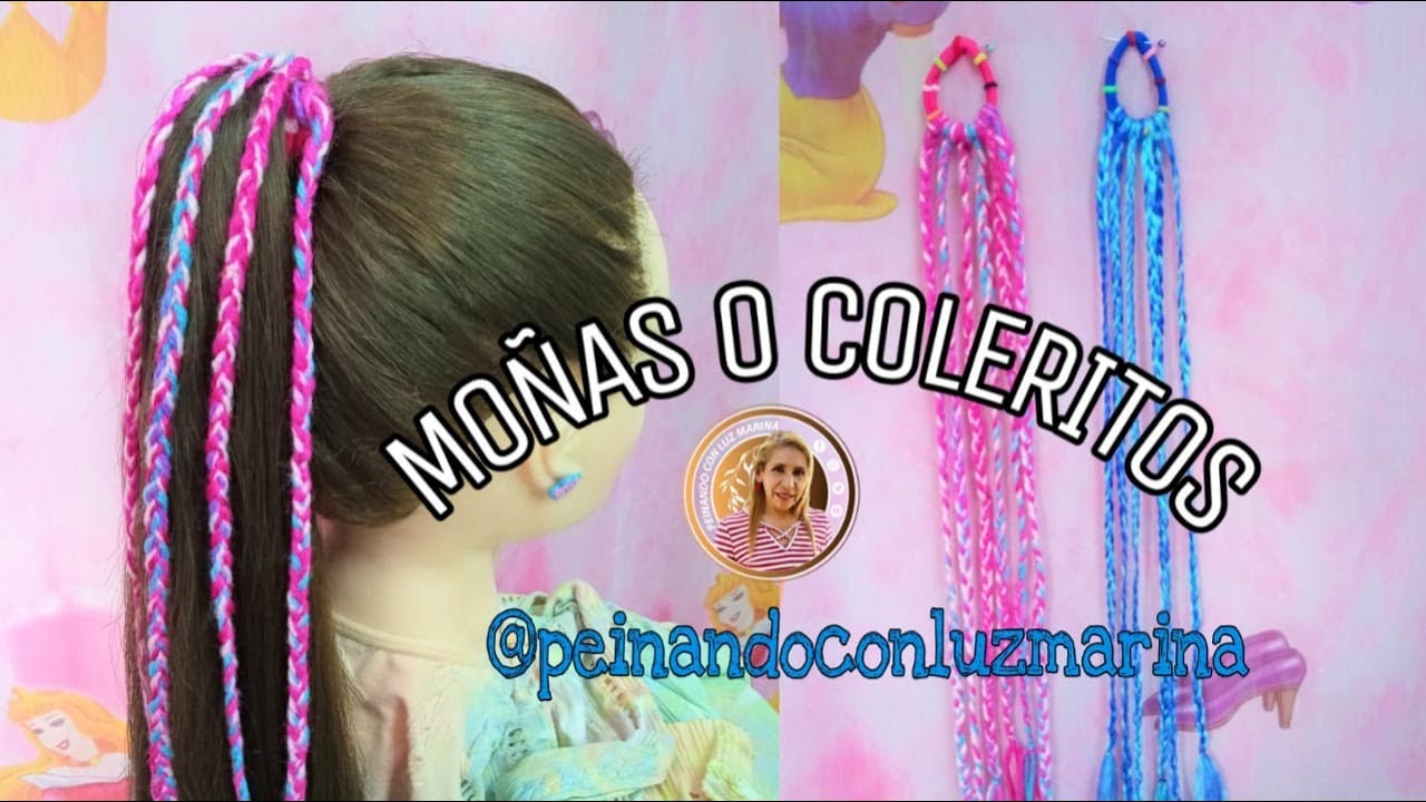 COLETAS EN TRENZAS CON KANEKALON O LANA / COLETAS CON ESTAMBRE /PIGTAILS WITH YARN