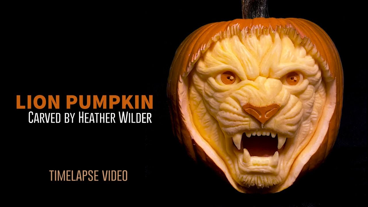 Lion 3D Pumpkin Carving Timelapse - Heather Wilder