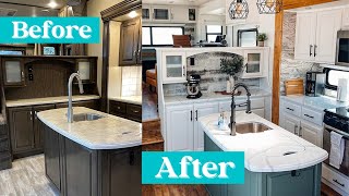 RV Renovation DIY: Faux Marble Kitchen Camper Remodel - Grand Design Solitude