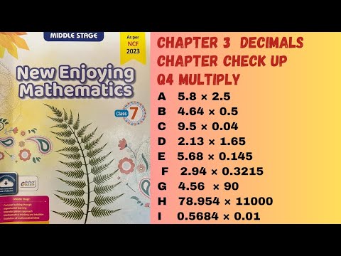 Chapter 3 Decimals. Chapter Check Up. (Q4. Multiply decimal nos ...