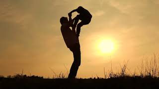 Father And His Child Love In A Sunset Free Stock