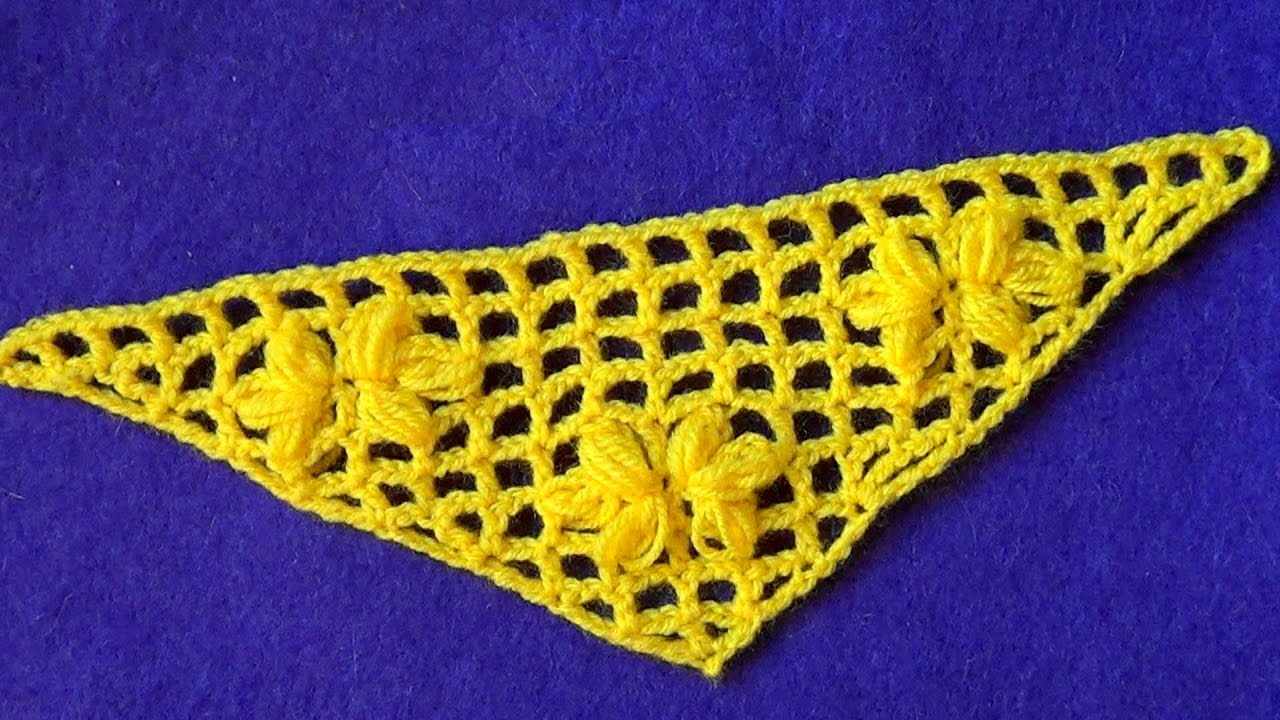 Филейный узор с цветочками из пышных столбиков