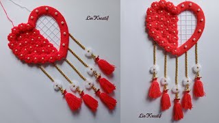 Ide kerajinan hiasan dinding dari benang wol | Woolen wall hanging craft ideas | Flower wall hanging