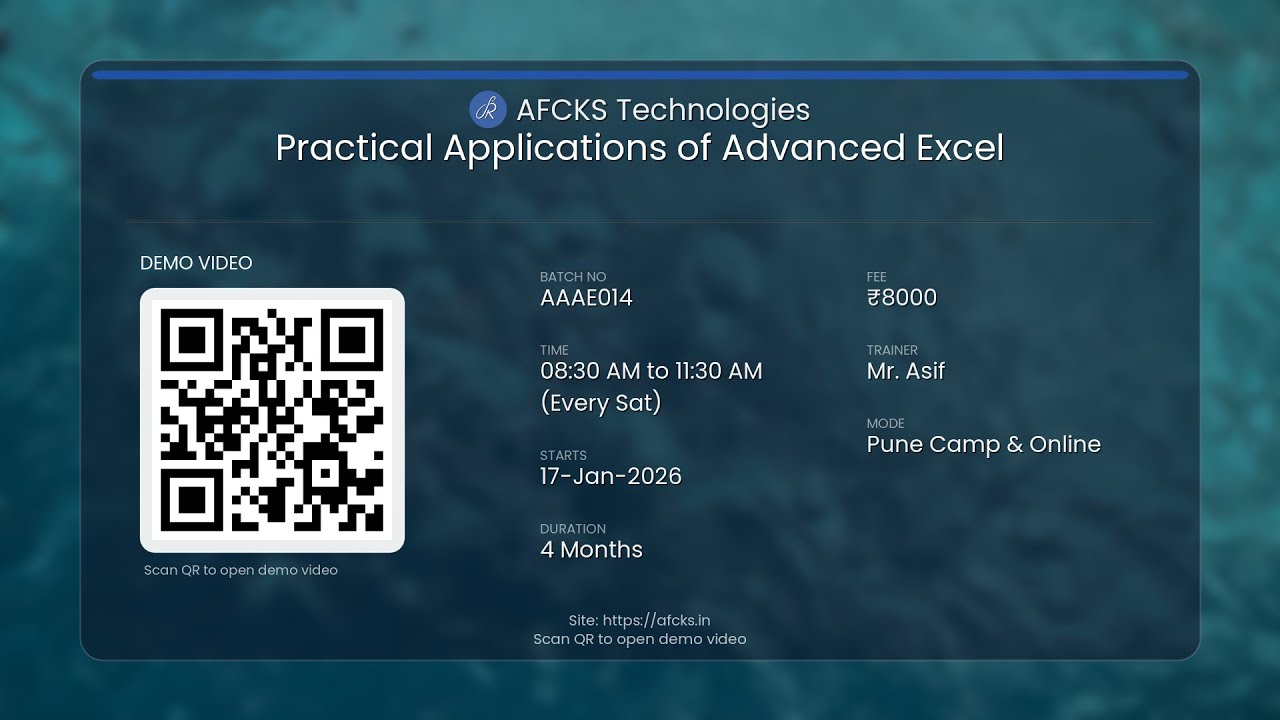 Practical Applications of Advanced Excel Demo conducted on 10-Jan-2026 by Mr. Asif