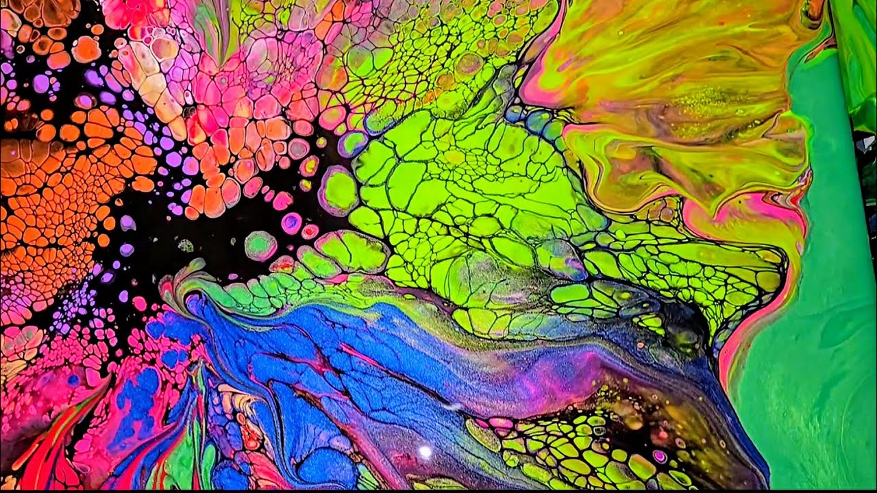 COOL Acrylic Fluid Art Abstract Flower Painting! Crazy Lacing and Cells ...