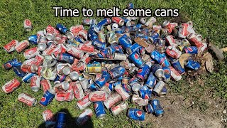 melting a bunch of cans in my backyard