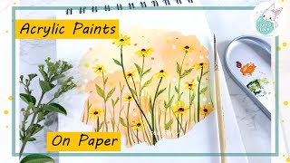 Easy Step By Step Acrylic Painting Flowers On Paper Simple Art Tutorial For Beginners