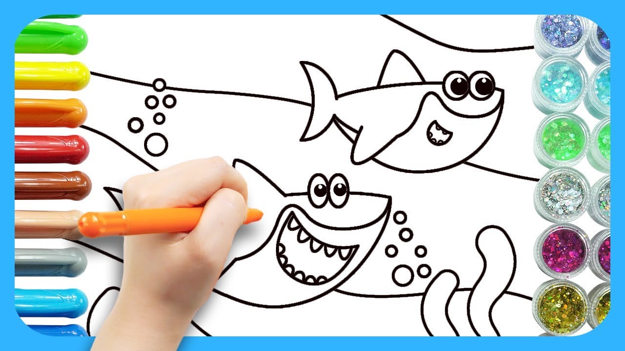 Shark Family | Happy Baby Shark | Glitter Drawing for kids | Play ...
