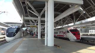 Taiwan Railway the first sets of TEMU2000 Puyuma Exp. and EMU3000 Met at Tai-Chung 2021.09.22