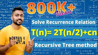 L-2.9: Recurrence Relation [T(n)= 2T(n/2) +cn] | Recursive Tree method | Algorithm screenshot 4