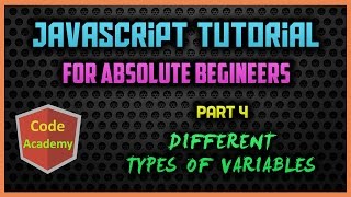 Javascript Tutorial for begineers | Part 4 | Different types of Variables
