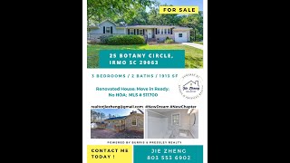 HOUSE FOR SALE COLUMBIA SC - 25 BOTANY CIRCLE, IRMO SC 29063 - RV.1 - BY JIE ZHENG 803 553 6902 HOUSE FOR SALE COLUMBIA SC - 25 BOTANY CIRCLE, IRMO SC 29063 - RV.1 - BY JIE ZHENG 803 553 6902