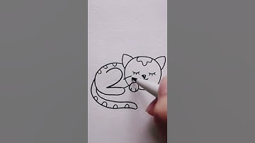 Drawing of Cat with numbers 200