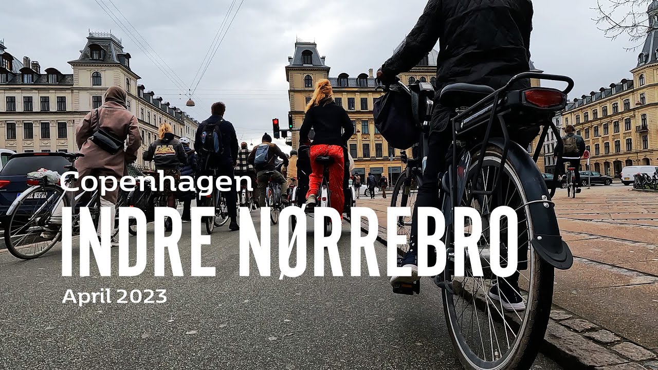 Inner Nørrebro Bike Ride on a Rainy Day in April 2023