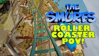 Smurfing Awesome Smurf Village Express Roller Coaster POV Front Seat Motiongate Theme Park Dubai UAE