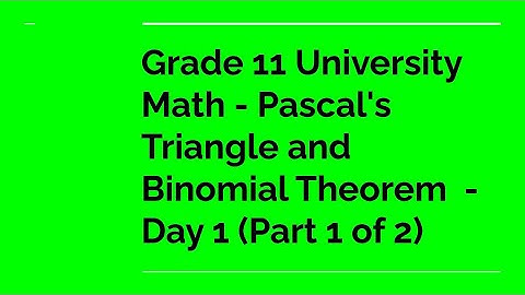Grade 11 University Math - Pascal
