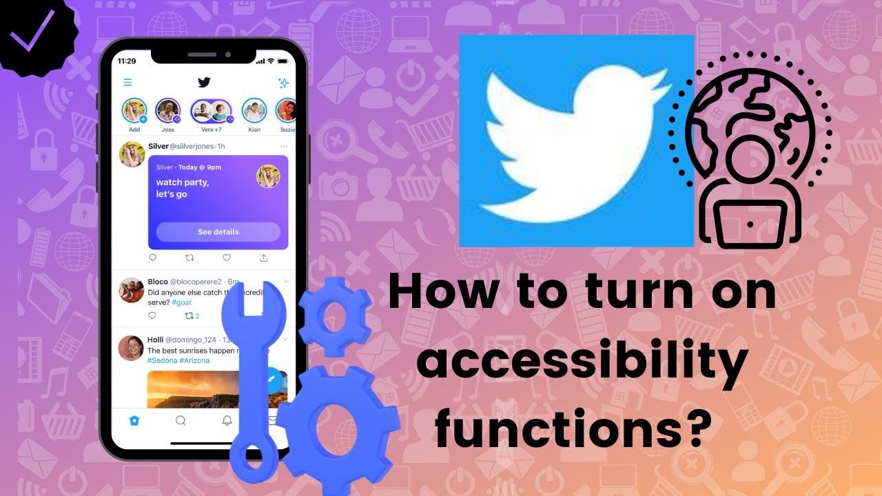 How to turn on accessibility functions on Twitter?