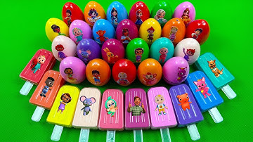 Cocomelon Mixing ASMR 🦖 Fun with JJ, TomTom, YoYo Finding Hidden Slime! Satisfying Glitter Eggs🌈