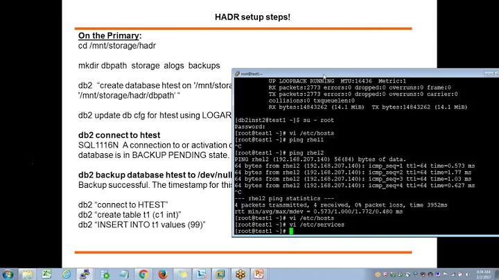 HADR setup in DB2 LUW
