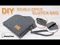 DIY Double Zipper Clutch | 지퍼 칸칸 클러치백 | How to make pouch bag | bolsa de mano 布包  バッグ [sewingtimes]