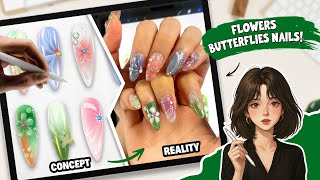 🎨💅 Unlock the Secret Garden Sparkling Flowers & Butterflies on Your Nails! 🌺🦋