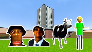 Aughhhh, Obunga ,Baldi and Polish cow Nextbot Escape In Minecraft Map in Gmod !!