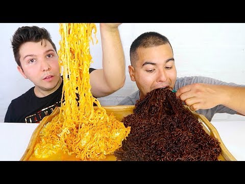 SPICY CHEESY NOODLES & BLACK BEAN NOODLES • Mukbang & Recipe
