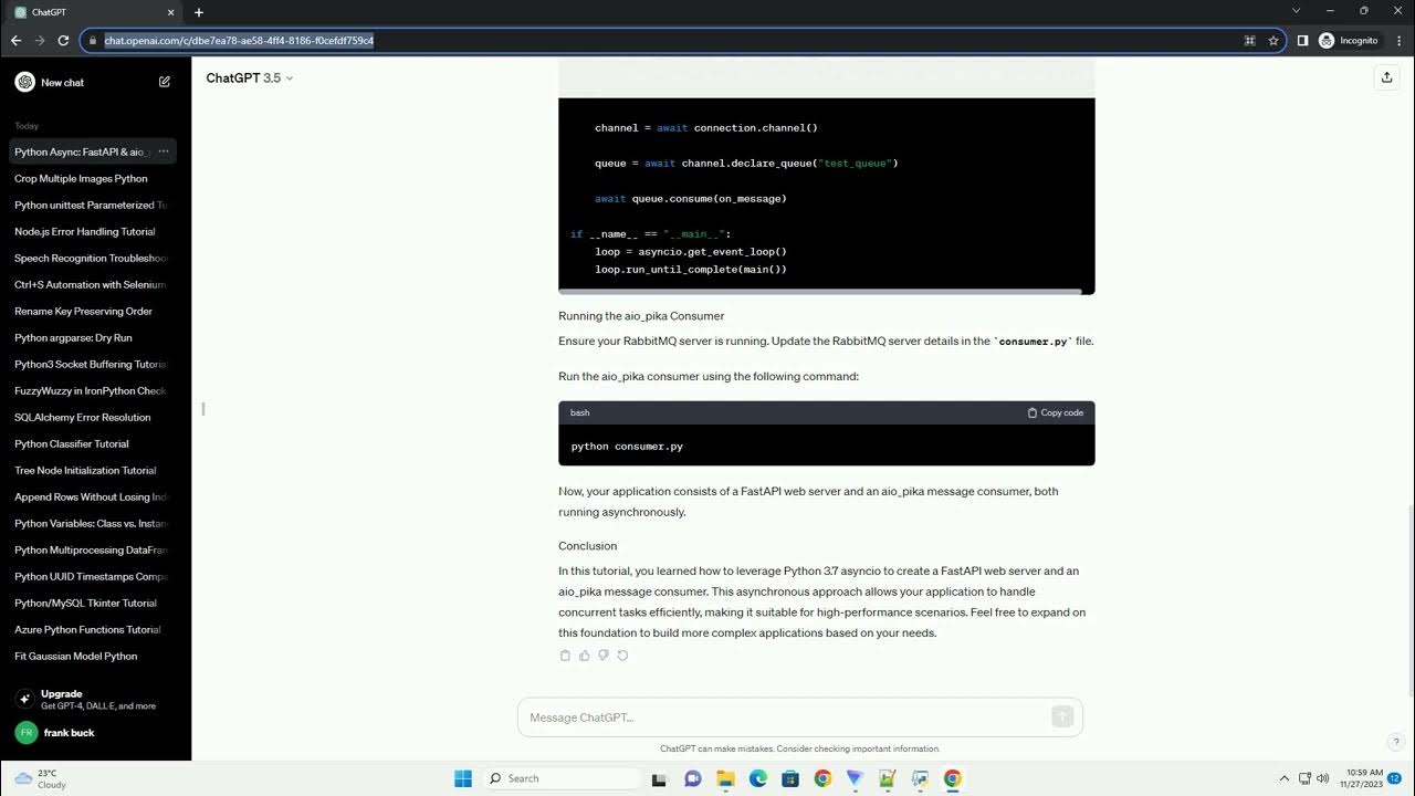 Python3 7 asyncio start webserver FastAPI and aio pika consumer - YouTube