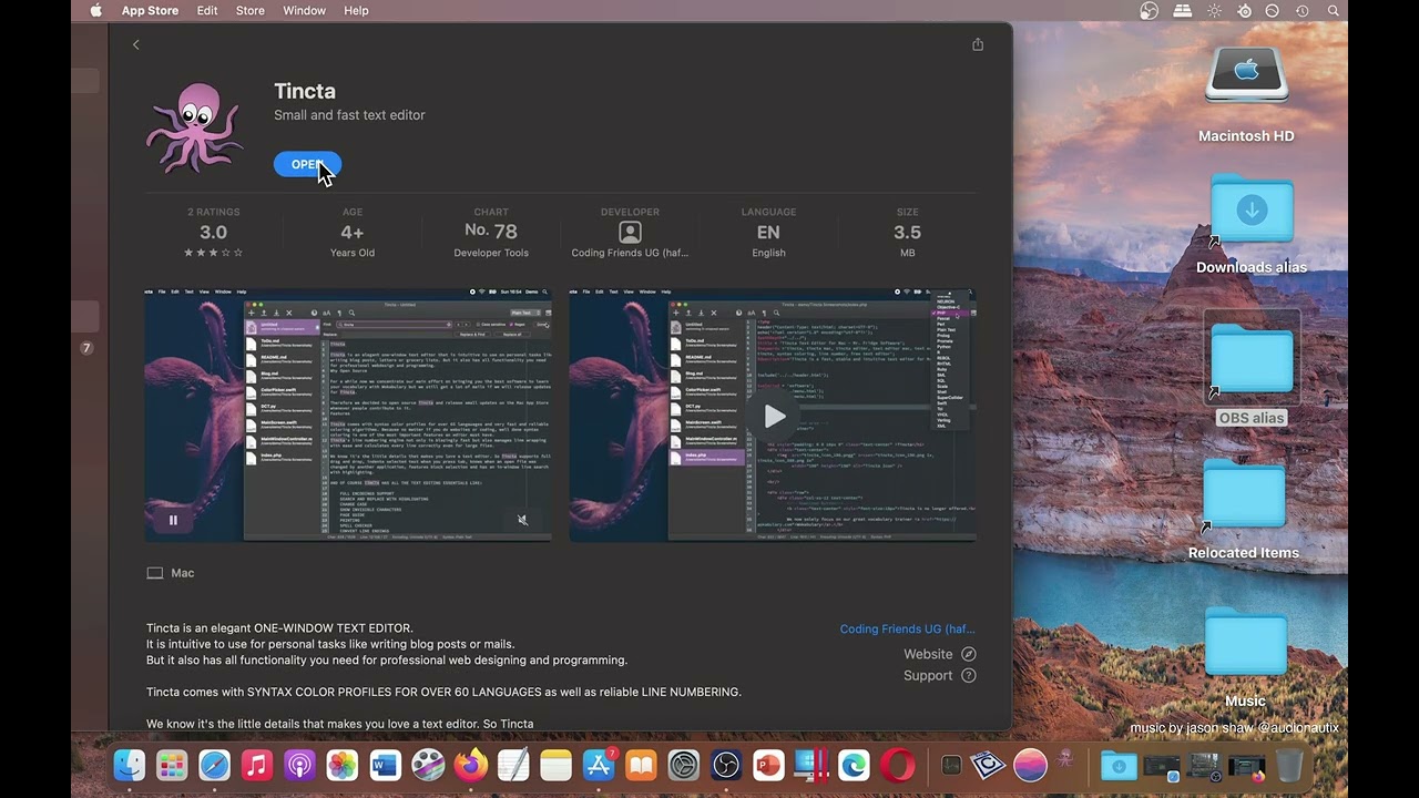 Tincta Small and fast text editor Developer Tools App [MAC] Basic Overview - Mac App Store
