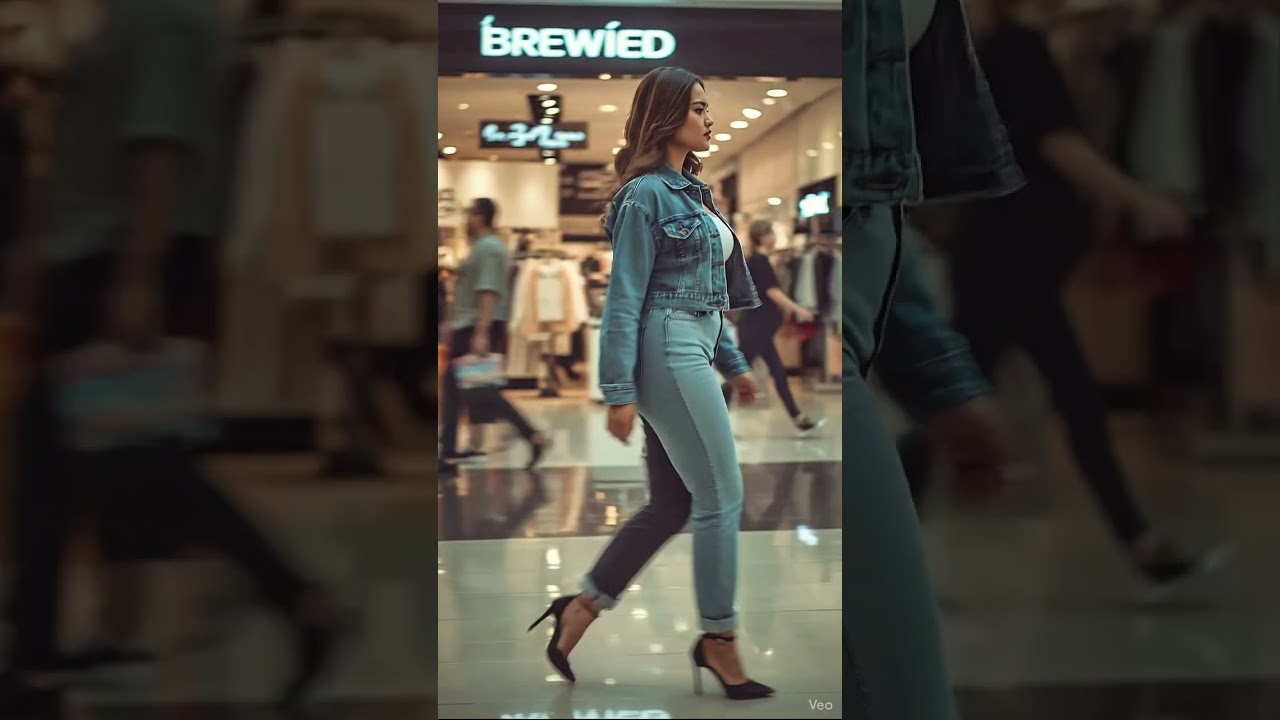 Jenny Wearing Dual Tone Denim Pants 