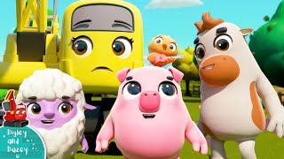 Old MacDonald Had A Farm - Animals Have Escaped! - Construction Songs for Kids | Digley and Dazey