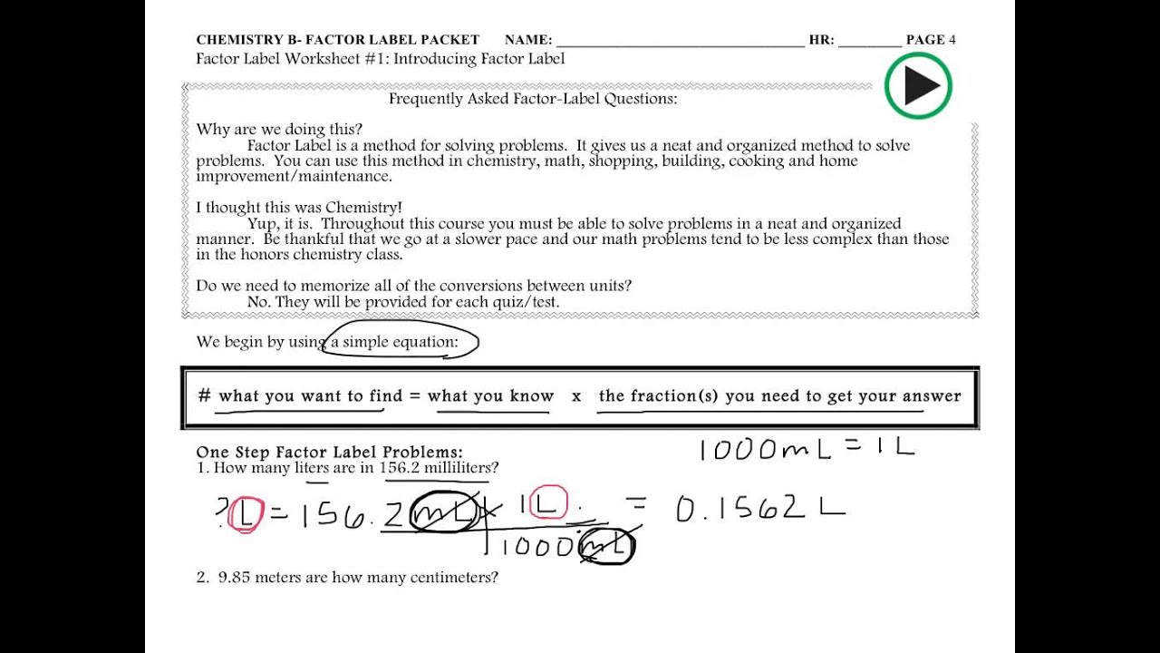 Factor Label WS #1 - YouTube