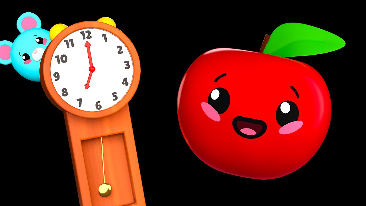 Hickory Dickory Dock + More  🐭🍎 |  Dancing Fruit Baby Sensory Video Visual Stimulation Animation