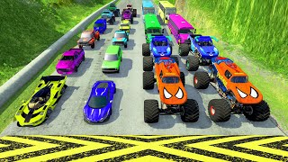 Big Cars & Monster Trucks vs Massive Speed Bumps vs DOWN OF DEATH in Thorny Road | HT Gameplay Crash screenshot 5